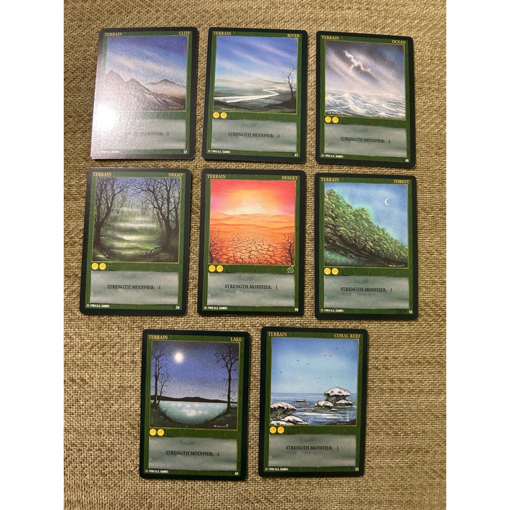 Vintage 1994 Wyvern CCG Terrain Card Lot 8 Cards US Games Fantasy Art TCG